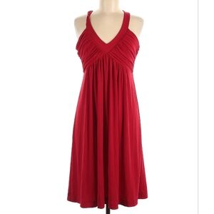 Calvin Klein Baby Doll Dress Women Size 4 Red Pleated Stretch Rayon Sleeveless
